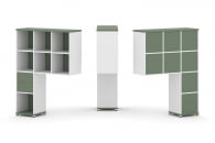 Надставка на стол высокая односторонняя + задняя стенка (8 шт.) + блок с 2-мя ящиками (1 шт.) CONCEPT CN.ONV-002 Кобо Белый бриллиант Белый металл_27