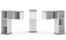 Надставка на стол низкая двухсторонняя + задняя стенка (5 шт.) CONCEPT CN.DNN-001 Дуб Винченцо Белый бриллиант Черный металл_0