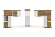 Надставка на стол низкая односторонняя + задняя стенка (5 шт.) + блок с 1-м ящиком (1 шт.) + распашной фасад (3 шт.) CONCEPT CN.ONN-006 Сандал Янтарный Белый бриллиант Белый металл_24