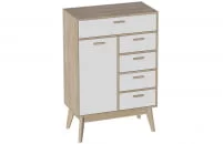 Комод высокий Калгари 03 Дуб натуральный светлый/белый матовый_1
