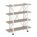 Стеллаж на колесных опорах - 4 полки LOFT  VR.L-MST.K-4.8V Металл белый Дуб Аттик_7