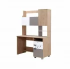 Стол письменный с надстройкой Хаски 12 Дуб Ирландский Мокко Белый_1