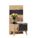 Тумба прикроватная Шелли левая с декоративным щитом Камень Пьетра чёрный_2