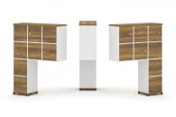 Надставка на стол высокая двухсторонняя + задняя стенка (8 шт.) + блок с 2-мя ящиками (2 шт.) + распашной фасад (6 шт.) CONCEPT CN.DNV-004 Сандал Янтарный Белый бриллиант Черный металл_10