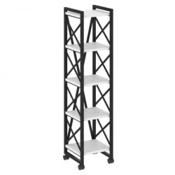 Стеллаж на колесных опорах - 5 полок LOFT VR.L-MST.K-5.4 Металл черный Белый Бриллиант