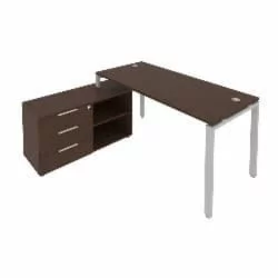 Рабочая станция на П-образном м/к с опорной тумбой левая Metal System Б.РС-СТС-2.4 Л Венге/Серый