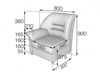 Кресло подлокотник правый Премьер V-100/3