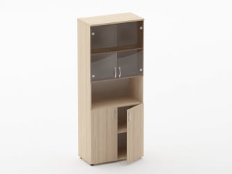 Шкаф высокий со стеклом и нишей Glassy 6.19.141 Дуб молочный