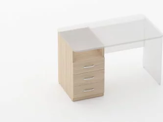 Тумба встраиваемая в стол на 3 ящика с нишей Глассй 3.12.12-Дуб молочный / Glassy