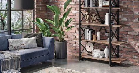 Стеллаж на колесных опорах - 5 полок LOFT VR.L-MST.K-5.4 Металл черный Дуб Аризона