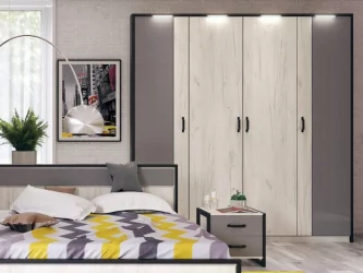 Комплект мебели для спальни Техно №4 Дуб Крафт белый Серый шифер