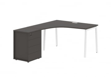 Стол эргономичный с тумбой (левый) ЕДИС ЕЛCЕТ 1318 Л Мокко Белый / EDIS ELCET L
