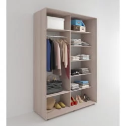 Шкаф-купе с зеркальными дверьми Акцент-Дуэт КВ 1600х600 Ясень шимо светлый