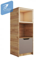 Стеллаж в детскую RICH СЖ-002 Миндаль/Глиняный серый/дуб крафт золотой