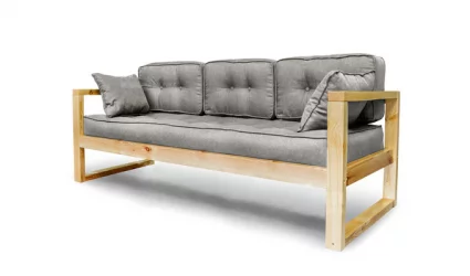 Диван трехместный DEmoku Д-3 серебристо-серый_натуральный