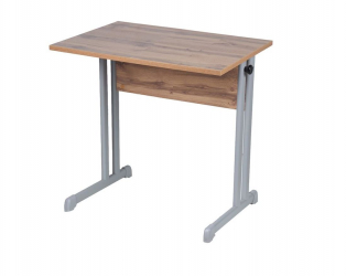 Парта одноместная прямые углы (рост 3-7) Белая ЛДСП/Серая кромка/Металл Серый