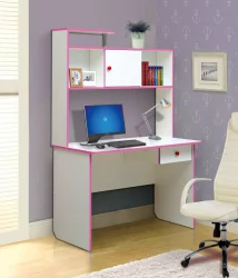 Письменный стол с ящиками компьютерный №9 Белый/Оранжевый