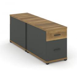 Тумба двухсторонняя опорная приставная с ящиком и распашным фасадом CОНCЕПТ CН.ДТГО-004 Б/В Сандал Янтарный Антрацит / CONCEPT CN.DTGO-004 B/W