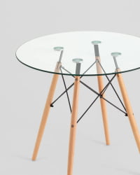 Круглый стол из стекла EAMES DSW NEW D=80 прозрачный стеклянный