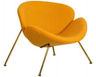 Кресло дизайнерское DOBRIN EMILY (желтая ткань AF13, золотое основание)