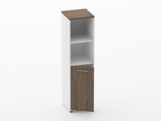 Шкаф 3 узкий 2 полки открытые, 2 полки закрытые Deka 10.16.11Л Дуб Верцаска/Белый