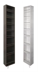 Распашной шкаф в гостиную в белом глянцевом стекле Лупо Шелф (правый) Беленый дуб