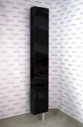 Распашной шкаф в гостиную в черном глянцевом стекле Лупо Шелф (левый) Венге