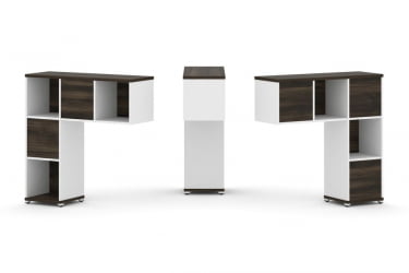 Надставка на стол низкая двухсторонняя + задняя стенка (5 шт.) CONCEPT CN.DNN-001 Дуб Мали Белый бриллиант Белый металл