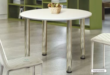 Стол обеденный круглый (Белый металлик)