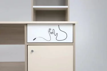 Компьютерный стол с ящиками Котофей Ясень шимо светлый Вайс Белый