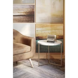 Придиванный столик Бруно Белый мрамор/титан