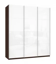Шкаф-купе трехдверный Прайм 1800 Белое стекло/Белое стекло/Белое стекло Венге