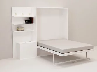 Кровать-трансформер Смарт 1 К 1400+П левая Белая шагрень