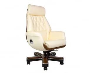 Кресло руководителя Трон кожа Слоновая кость