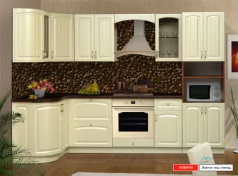 Кухня угловая 2,8 м Кантри левая Жемчуг новый глянец Орех (дуглас)