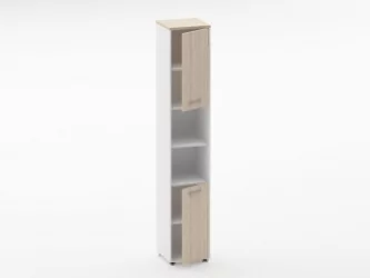 Шкаф 5 узкий закрытый с 2 -мя открытыми полками Дека 10.23.12Пр Туя/Белый / Deka