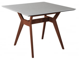 Стол Нарвик 960*960 мрамор Бианко Темный орех