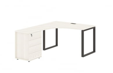 Стол эргономичный с тумбой левый EDIS EQCET 1318 L Ясень Траун Мокко