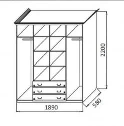 Шкаф Ивушка-5 четырехстворчатый  Дуб беленый Туя