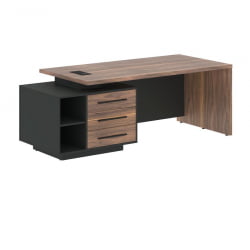 Стол руководителя левый VELION VENEER VRCT 2190 L Американский орех Яшма черная