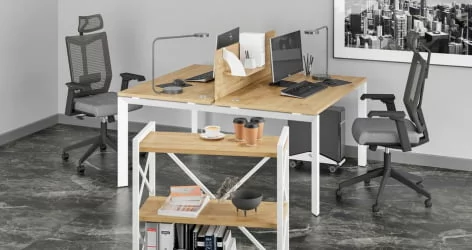 Стол рабочий LOFT VR.L-SRX-1.7 Металл белый Тиквуд светлый