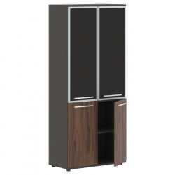 Шкаф комбинированный  с дверьми в металлической раме ЕДИС ЕХCС 85.7 Дуб Денвер темный Белый Мокко / EDIS EHCS