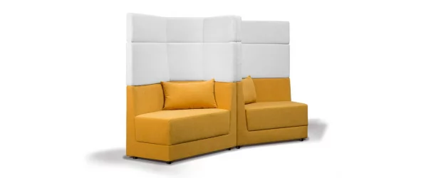 Диван с трехъярусной спинкой левый Элемент 2Б3 Желтый/Белый