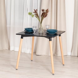 Обеденный стол JOHN (mod. T1003) МДФ/дерево, 80 х 80 х 75 см , Black (черный)/ Natural (натуральный)