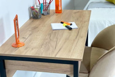 Письменный стол с ящиками SMU-01 белое дерево/белый муар