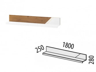 Полка навесная Монако 606.29 Дуб Вотан / Белый шпон/ Альпийский белый