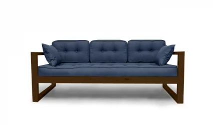 Диван трехместный DEmoku Д-3 небесно-голубой_темный дуб