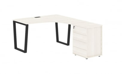 Стол эргономичный с тумбой правый EDIS EVCET 1318 R Ясень Траун Черный