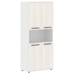 Шкаф с двумя комплектами глухих малых дверей EDIS EHCS 85.4 Ясень Траун Мокко Белый