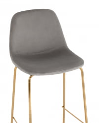 Стул барный Валенсия SN золотые ножки велюр Серый